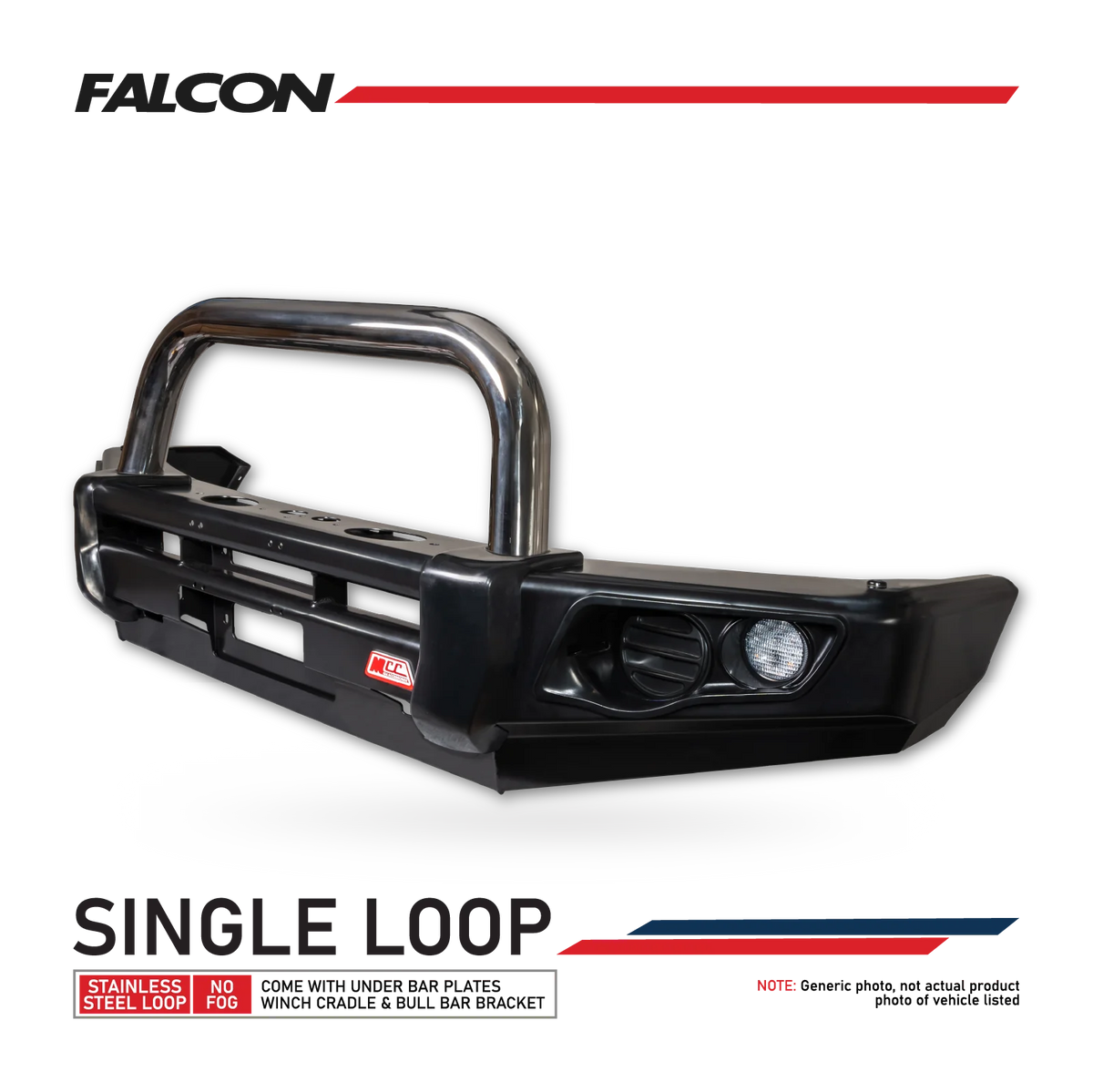 Hilux 2026-On (9th Gen) 707-01 Falcon Bull Bar Single Stainless Loops Package (No Foglight)