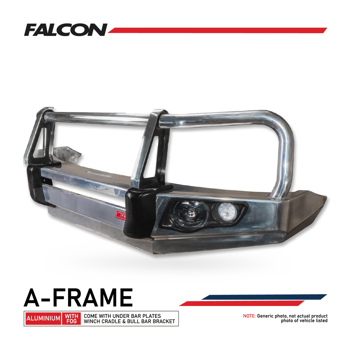 Hilux 2026-On (9th Gen) 707-01A Alloy Falcon Bull Bar Triple Loops Package (LED Foglight)