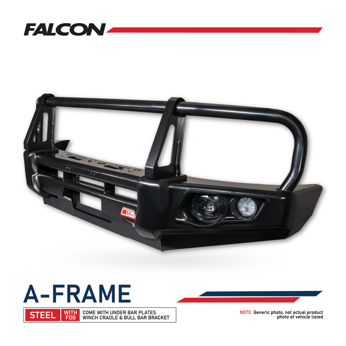 Hilux 2026-On (9th Gen) 707-02 Falcon Bull Bar Black A-Frame Package (LED Foglight)