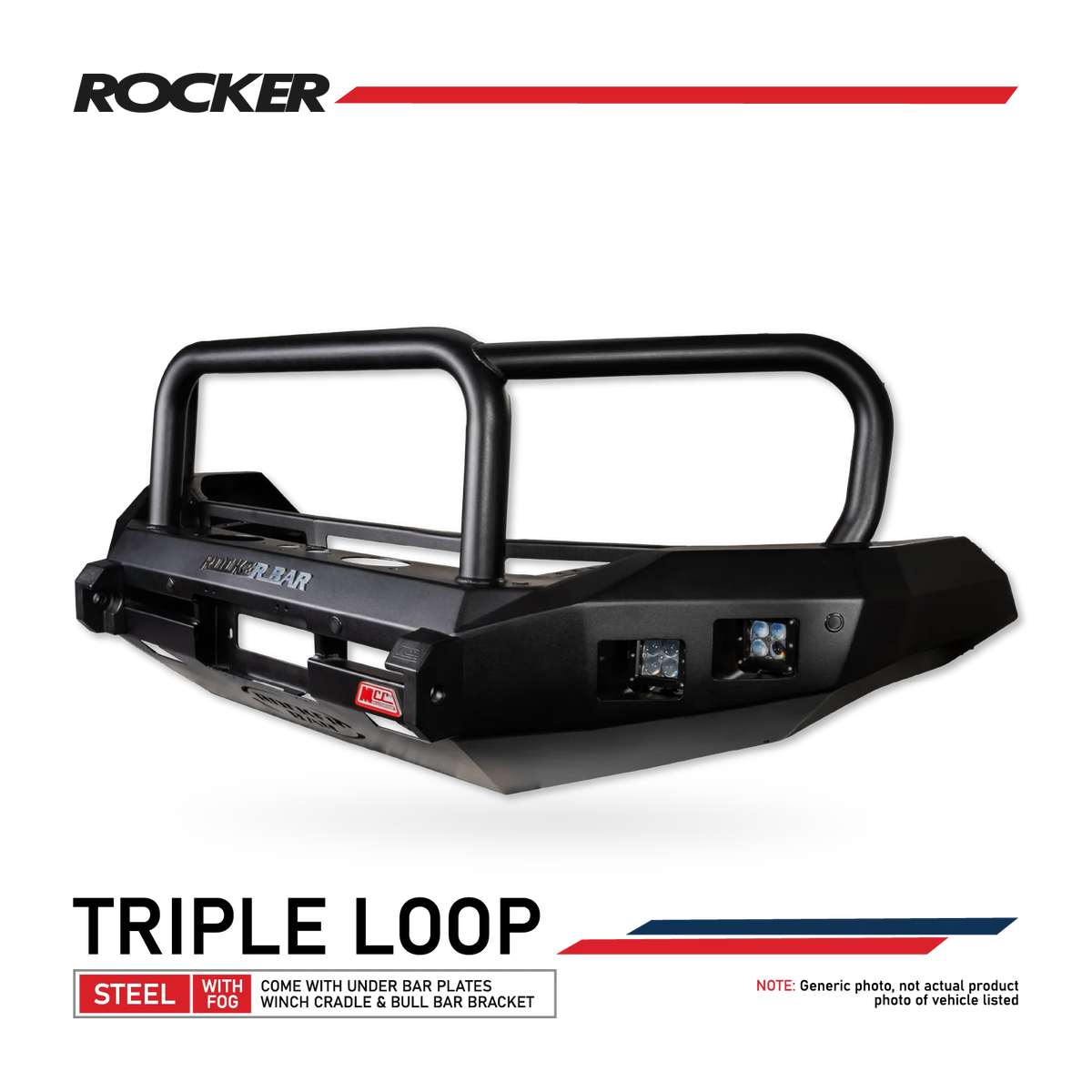 Ranger Super Duty MY26 - 078-02SQ Rocker Bull Bar Triple Loops Package - SKU MCC-05013-7802SQ