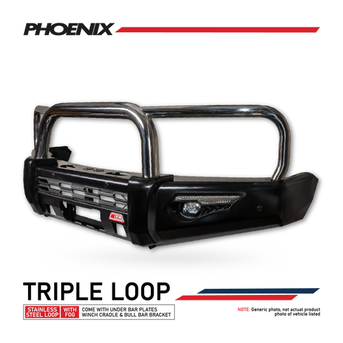 Great Wall  Tank 300 2024-On - 808-01 Phoenix Bull Bar Triple Stainless Loops Package (Sand Black)
