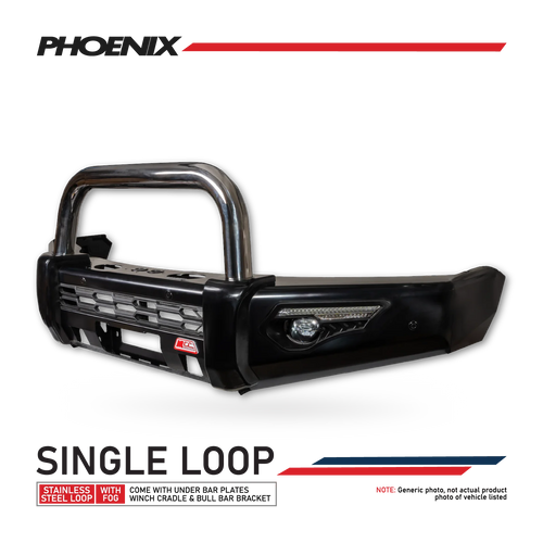 Great Wall  Tank 300 2024-On - 808-01 Phoenix Bull Bar Single Stainless Loop Package (Sand Black)