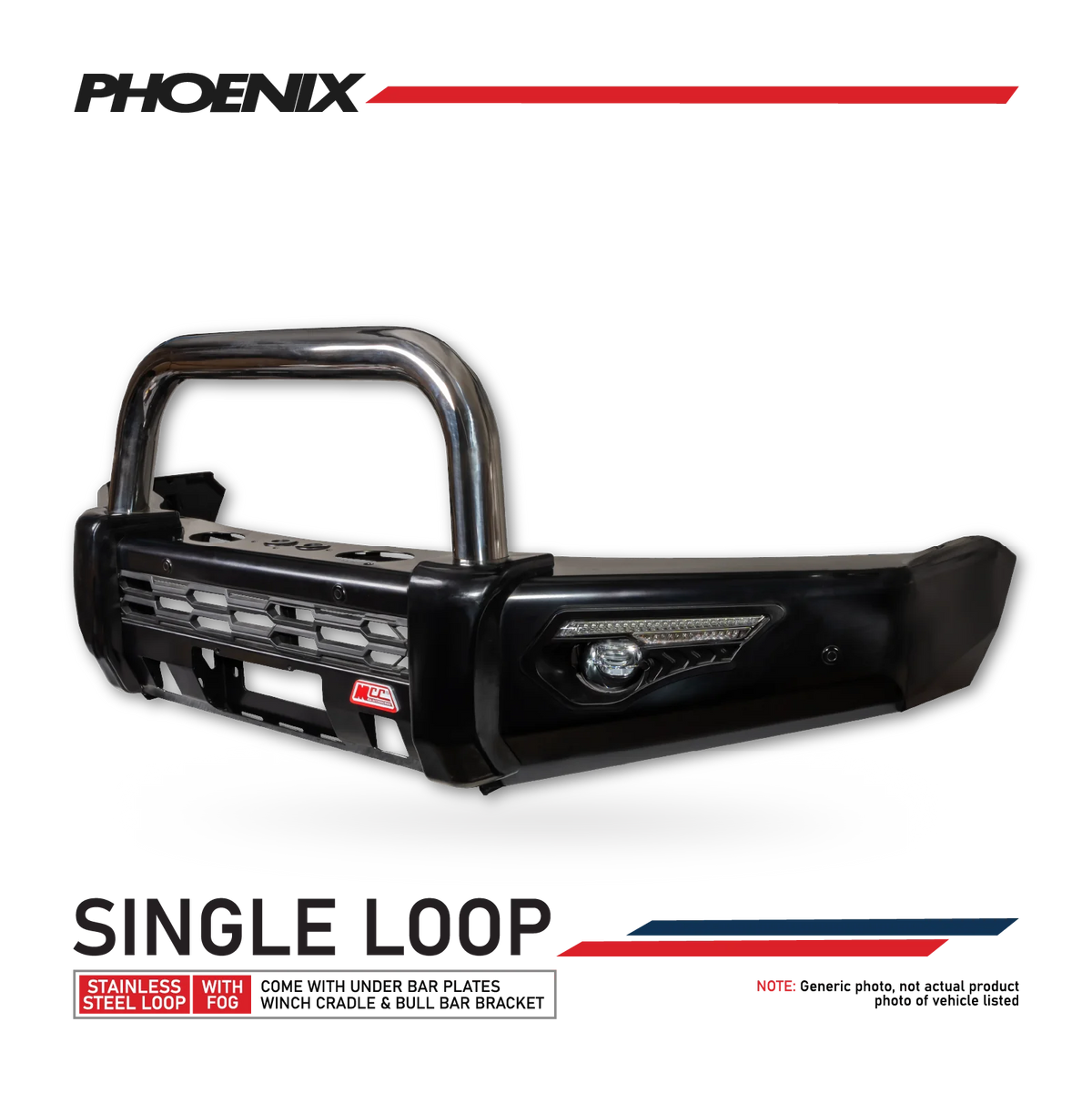 Hilux 2026-On (9th Gen) 808-01 Phoenix Bull Bar Single Stainless Loops Package
