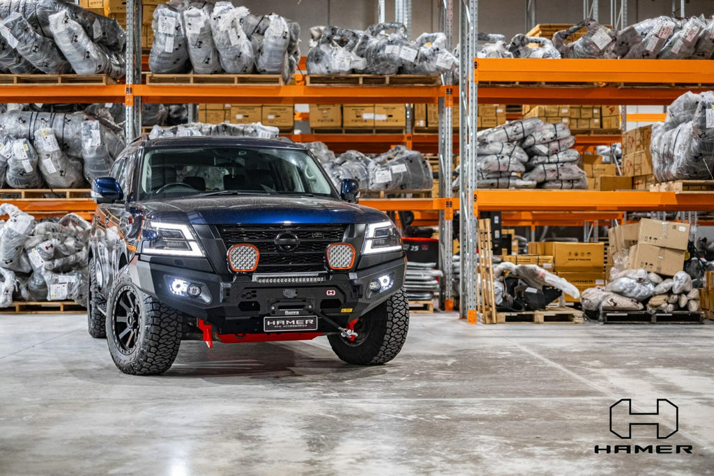 A distant view of the Nissan Patrol Y62 Series 5 with a King Series Bull Bar