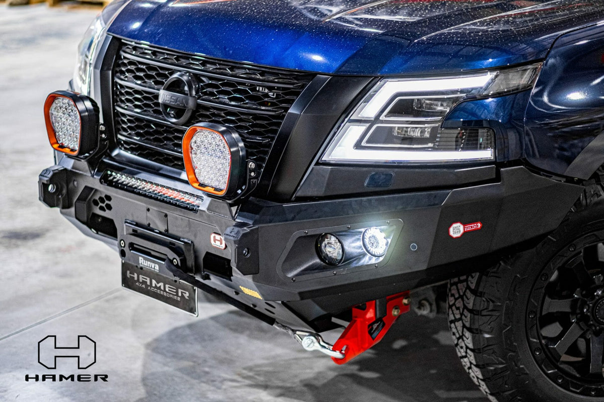 Higher angled view of the Nissan Patrol Y62 Series 5 with a King Series Bull Bar