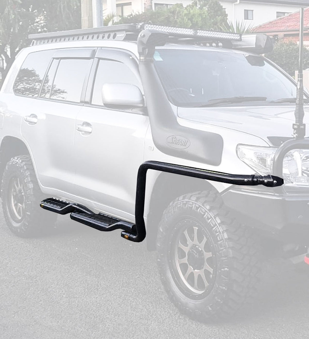 JAC T9 2025-On 039TWBSR808 Sand Black Twisted Side Step and Rail Package (Chrome Step Plate) (60mm Bull Bar)